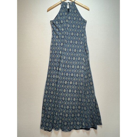 Ann Taylor Floral Maxi Dress Womens 2 Blue Halter Summer Chic Boho Sleeveless - Picture 7 of 10
